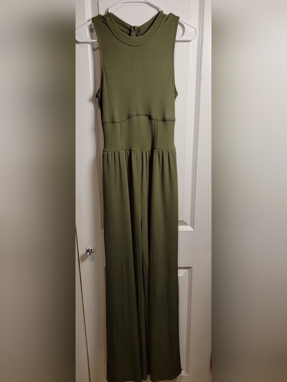 Set of 2 Cider Women’s Ribbed Wide Leg Sleeveless Jumpsuits Mauve & Olive